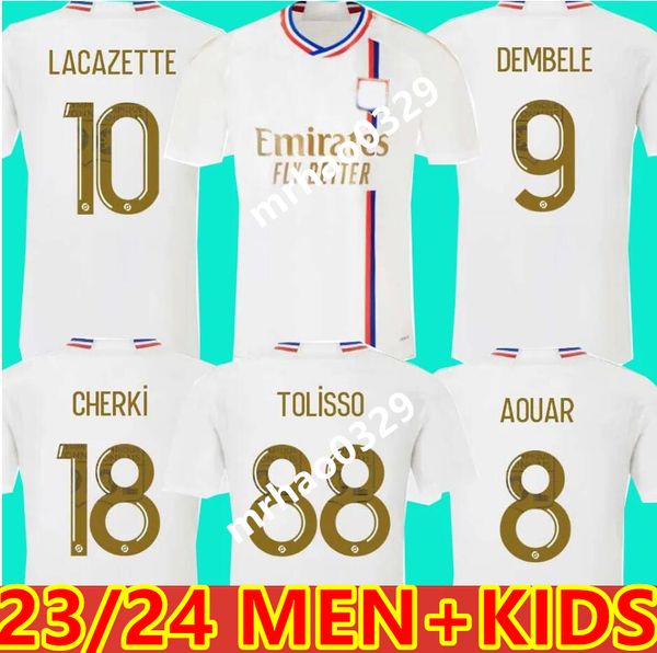 

23/24 maillot lyon lacazette soccer jerseys 2023 home toko ekambi .paqueta kadewere dembele aouar shirts away boateng cherki football unifo, Black;yellow