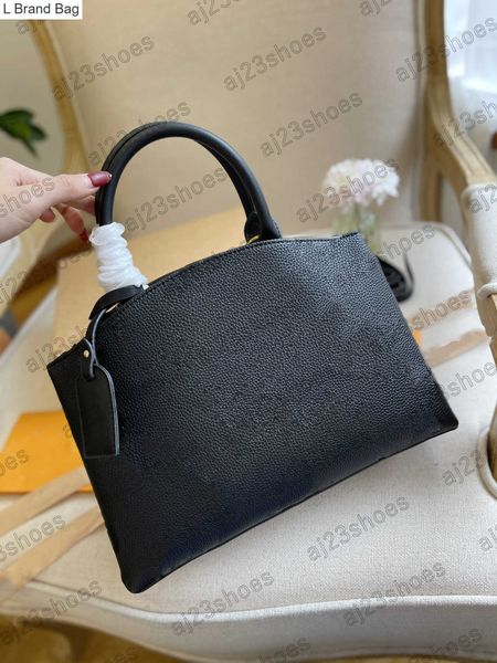 

l brand bag petit palais designer bags all black grained leather embossed flowers m58913 business shopping bag pm mm tote shoulder bags