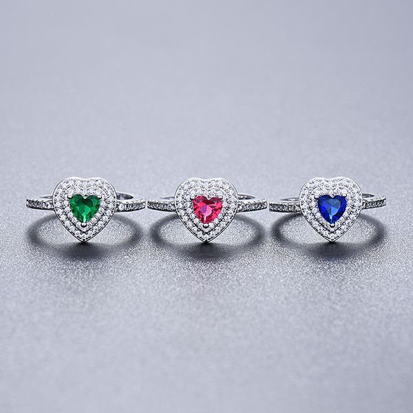 

trendy heart rings pave aaa cz diamond adjustable size women wedding party rings, Silver