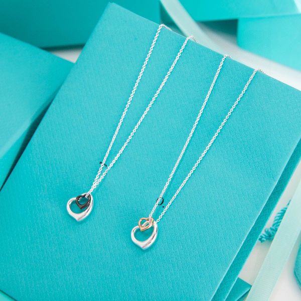 

s925 sterling silver heart lock dijia love necklace women's high-end fashion light luxury two-color double heart-shaped clavicle chain