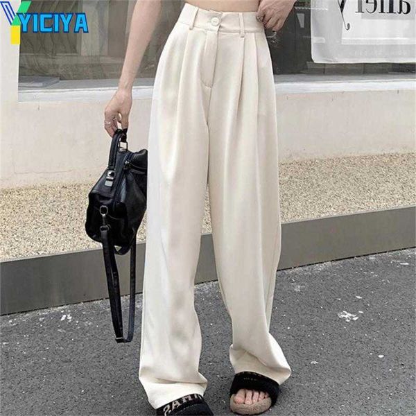 

yiciya women's pants alien kitty 2023 chic s-xl ol minimalist mopping women straight loose summer slim office lady all match, Black;white