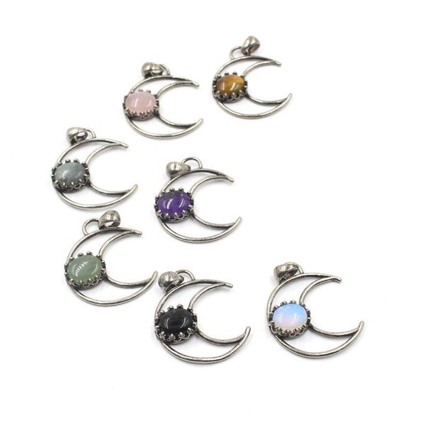 

pendant necklaces natural gem stone crystal amethyst crescent moon necklace jewelry for men women party gift fashion accessories bh0 dhyik, Silver