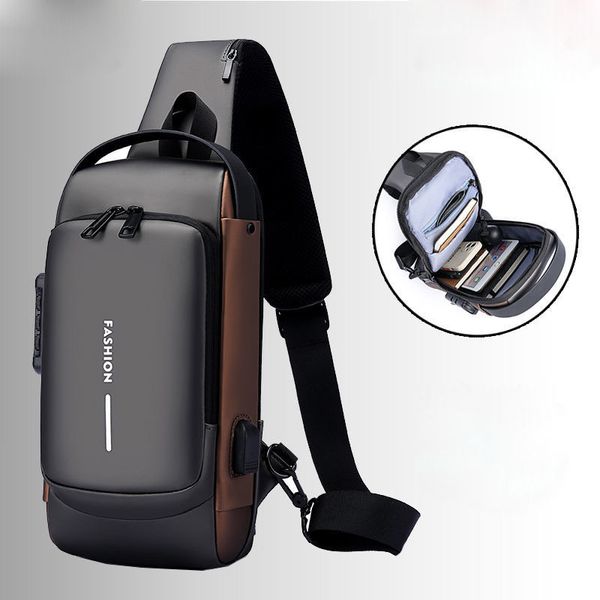 

sling bag anti-theft chest bag with usb charging men's bag chest bag men crossbody bag leisure sports motorcycle bag men's one sho