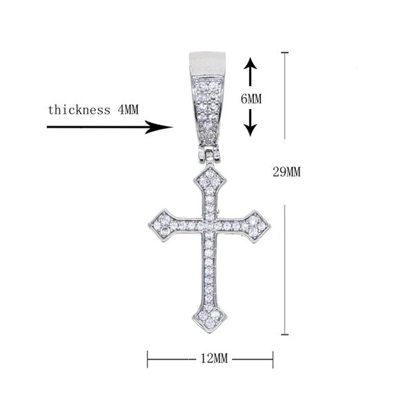 

fashion trendy hip hop cross pendant necklace with rope chain necklace iced out bling cz paved rock cool men women charm jewelry, Silver
