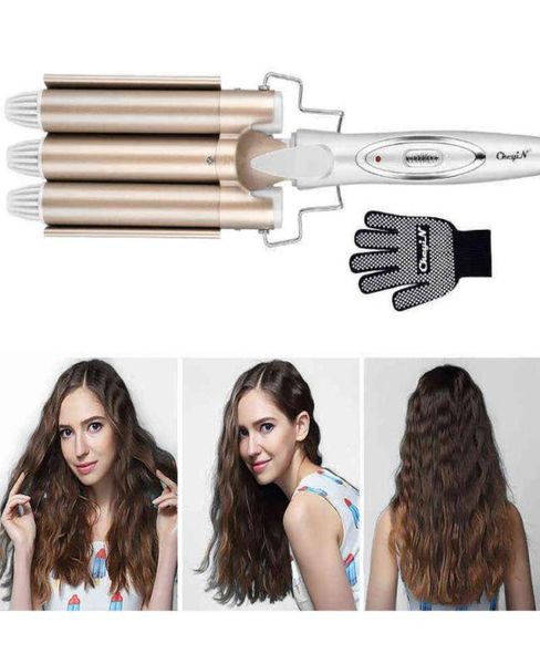 

ckeyin professional hair curling iron ceramic triple barrel curler irons electric hair wave waver styling tools hair styler wand 23972162