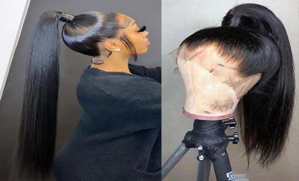 

black s 360 full human hair pre plucked 30 40 inch straight front for women brazilian 44 13x4 360 hd lace frontal wig7688592