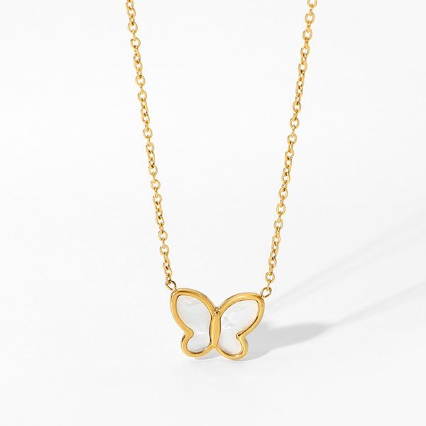 

ins style white shell butterfly necklace earring jewelry women gift, Silver