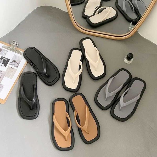 

no box design online celebrity girl heart flip-flops women's shoes sandals ins anti-skid seaside home new slippers women wear outside, Black