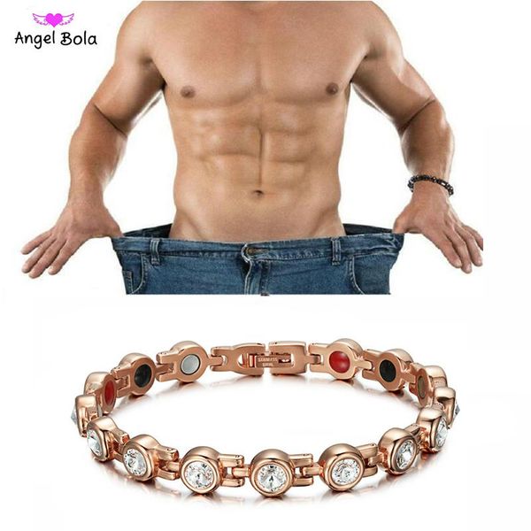 

bangle magnetic therapy bracelets magnet therapy stainless steel charm stimulating acupoints weight loss wrist bracelets fat burnning, Black