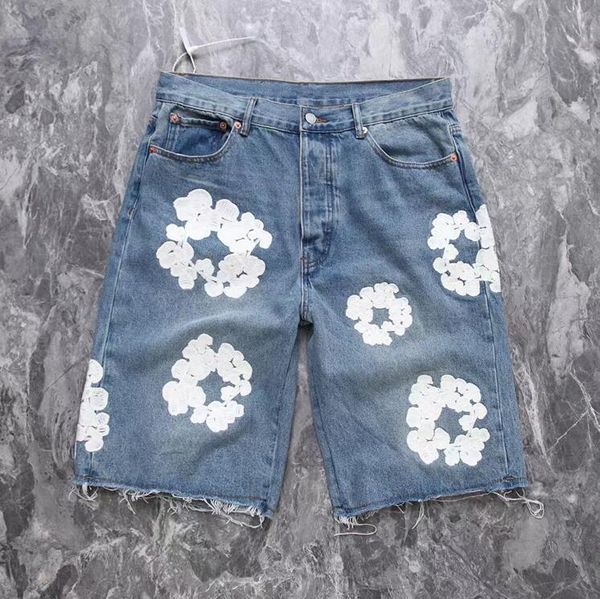 

denim embroidered jeans shorts men women 1 quality washed vintage