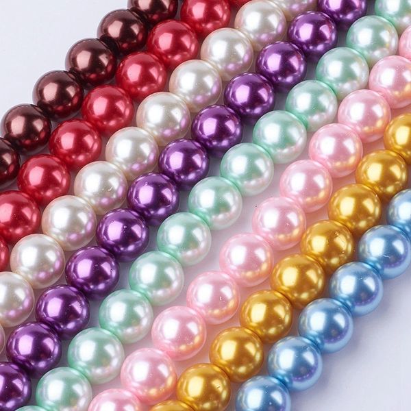 

crystal 10/20 strand round glass pearl beads strand mixed color pearlized bead for diy jewelry making beading supplies 4/6/8/10mm