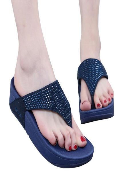 

slippers eofk fashion summer crystal diamond gem women flip flops flat platform slippers lady 2210255758348, Black