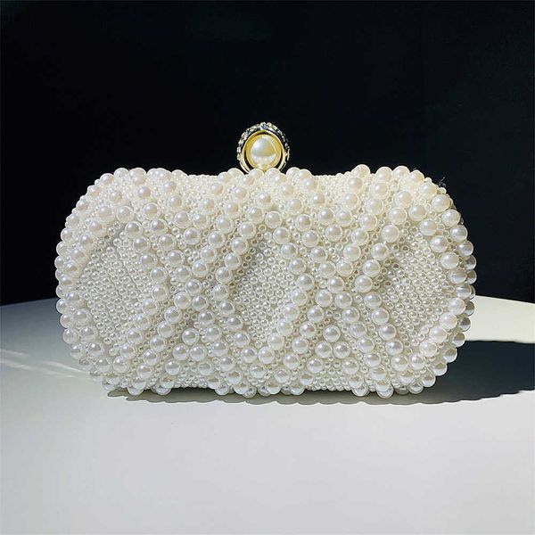 

new hengmei handmade beaded bag fashion lady pearl dinner bag 230524
