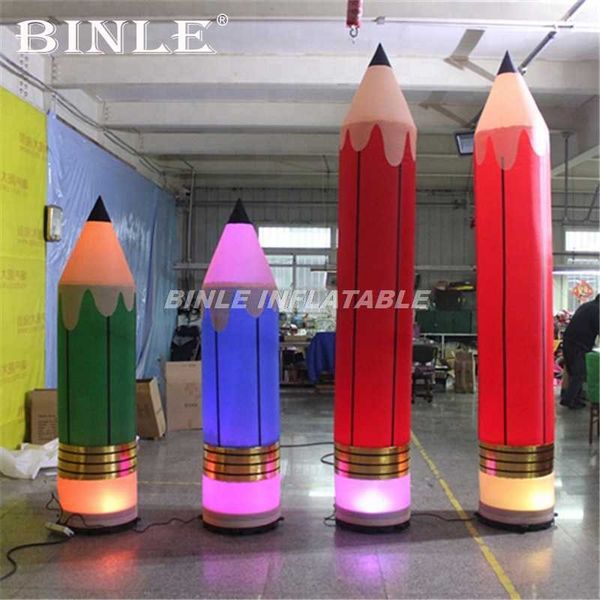 

display colorful giant inflatable pencil pillar with led lights and base blower for advertising
