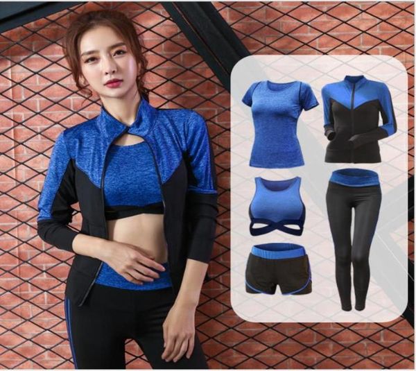 

suit quickdrying outdoor sports suit indoor yoga gym long sleeve fivepiece suit7353204, White;black