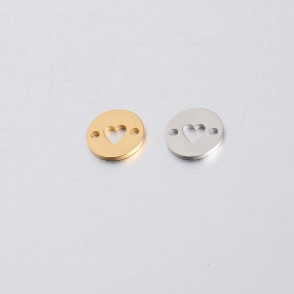 

other 50pcs 10mm gold/steel color stainless steel material mirror finish small heart connector charm for diy handmade jewelry making