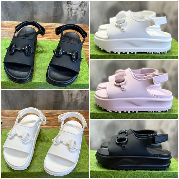 

horseshoe flat sandals designer women fashion new thick bottom increase sandal classic luxury anti-skid wear-resistant buckle casual sandals, Black