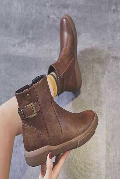 

swonco retro martin boots women platform casual shoes high 2019 auutmn winter new female fashion snow ankle boot9218929, Black