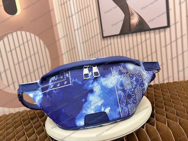 

designer women men bandaba blue star print bumbag bag classic canvas designer belt bag cross-body genunie cowhide leather men shoulder bags