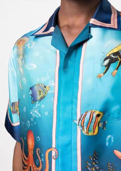 

casablanca designer shirt for men and women original products underwater world gradient thin shirt lazy american casual style shirts, White;black