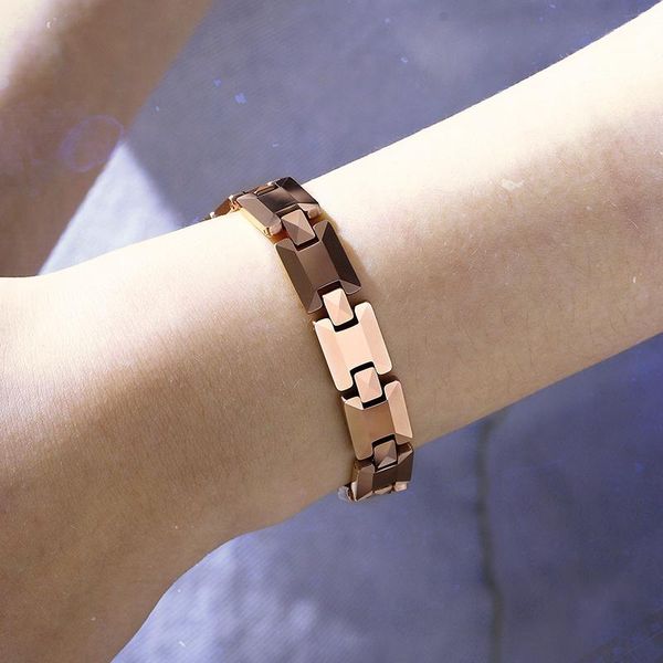 

bangle new health magnetic bracelet male titanium steel wrist band magnetic bracelet woman's men hand chain energy germanium bracelets, Black