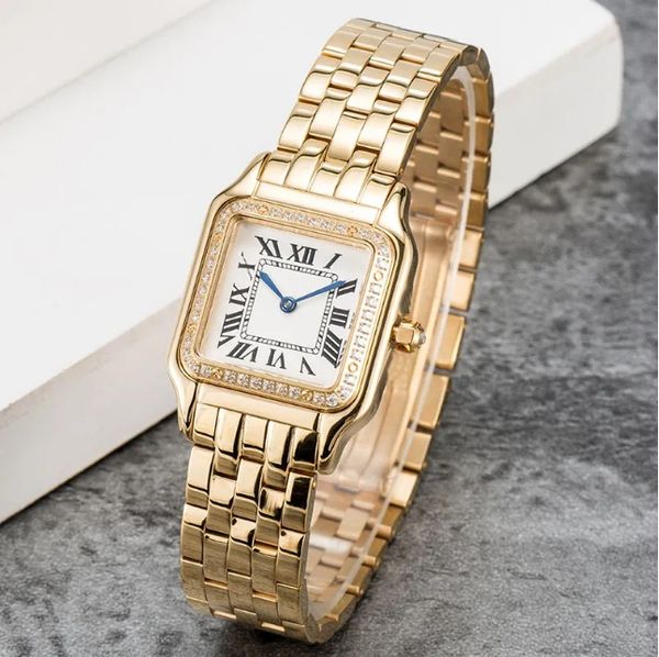 

tank women watch fashion with diamond classic panthere 316l stainless steel quartz gemstone for lady gift with design, Slivery;golden