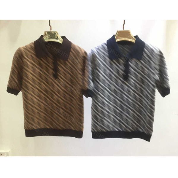

23ss womens knits womens designer clothing double f patchwork color lapel short sleeve knitted womens clothes a1, White