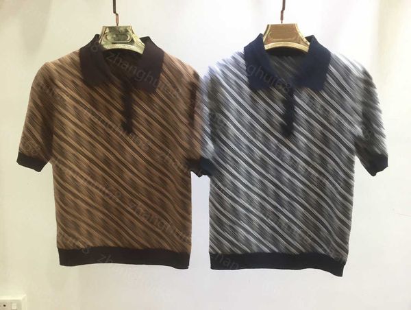 

23ss womens knits womens designer clothing double f patchwork color lapel short sleeve knitted womens clothes, White