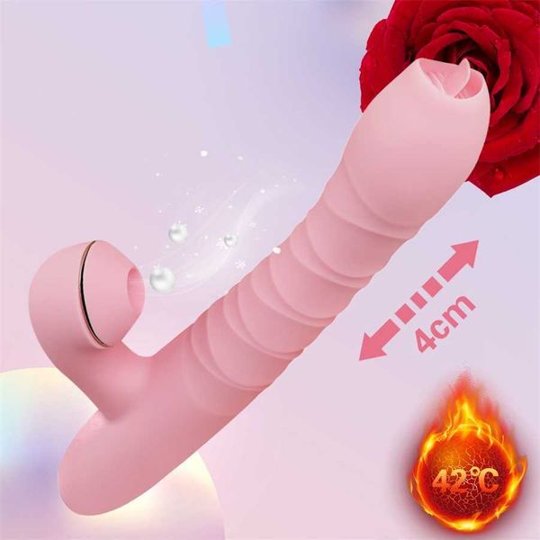 

7-frequency telescopic dildo vibrator shop tongue licking massager clitoral sucker female masturbator intelligent heating 80% online store