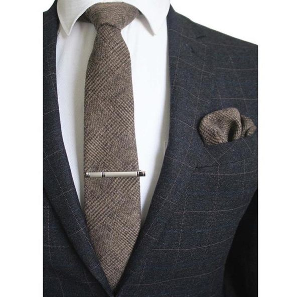 

gusleson 8cm wool tie solid plaid necktie for men quality cravats cashmere tie and handkerchief set suit for wedding party 2010273032534, Blue;purple
