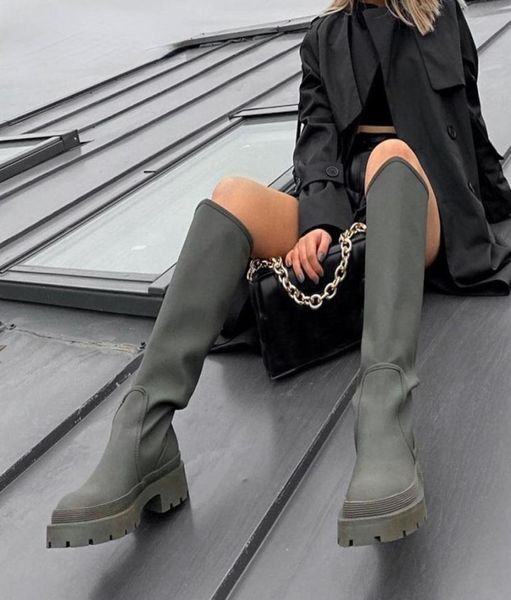 

boots brand ladies platform black fashion chunky med heels knee high women casual party shoes woman thigh 2211253899114