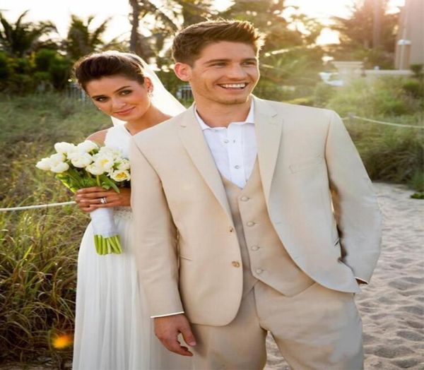 

new custom made two buttons beige groom tuxedos notch lapel mens wedding blazer business suits jacketpantsvesttie 6779774493, Black;gray