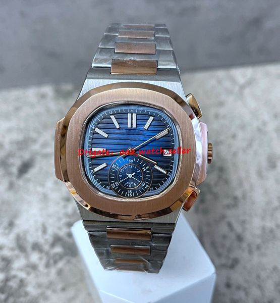 

luxury mens watches 40.5mm two tone rosegold&steel blue dial mechanical automatic movement sapphire luminous stainless steel men's spor, Slivery;brown