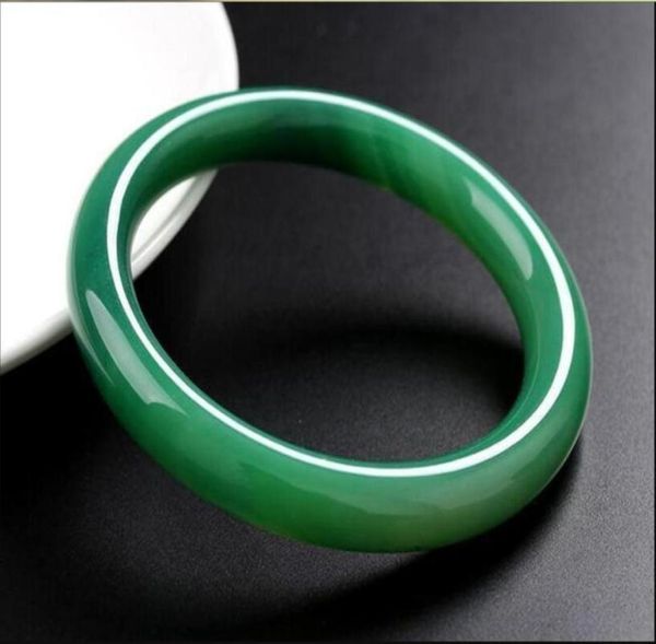 

5662mm natural handmade green chalcedony jade bracelet c1015189080, Black