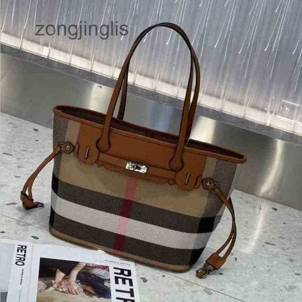 

ladies burbrerys canvas bag soft leather women's versatile messenger classic lattice single large capacity portable shoulder bags qeec