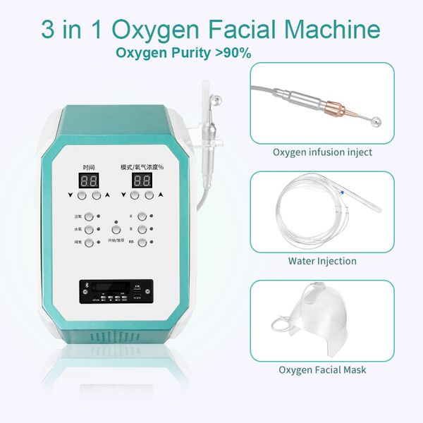 

3 in 1 o2toderm oxygen jet mask dome facial macine spray jet peeling skin whitening deep care rejuvenation face care spa machine with led pn, Black;white