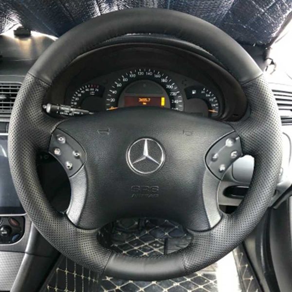 

covers hand sewing non-slip black artificial leather customized car steering wheel braid cover for mercedes benz w203 c-class 2001-2007 g230