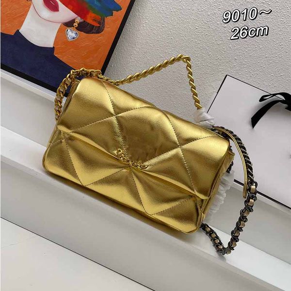

designer tote bag 7a leather handbag woman messenger crossbody bag cowhide purse metal chain handle handbags wallet large capacity gold fash