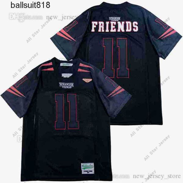 

american college football wear movie stranger things #11 jersey red white custom diy design stitched college football jerseys, Black