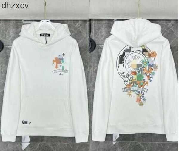 

classic fashion luxury mens zipper hoodies designer horseshoe sanskrit cross print pullover hooded coat jacket sweatshirts sweater women lo, Black