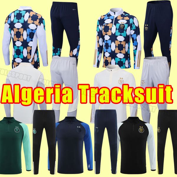 

22-23 algeria soccer tracksuits 7 mahrez 21 bensebaini 22 bennacer 20 atal thai quality jersey feghouli training set long sleeve, Black