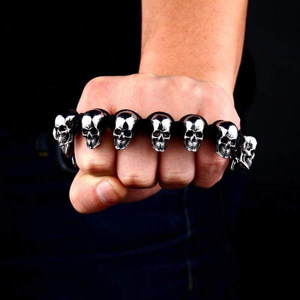 

bangle beier 316l stainless steel bracelet punk skull bracelet for vintage cool fashion style men's bracelet jewelry llbc8063r, Black