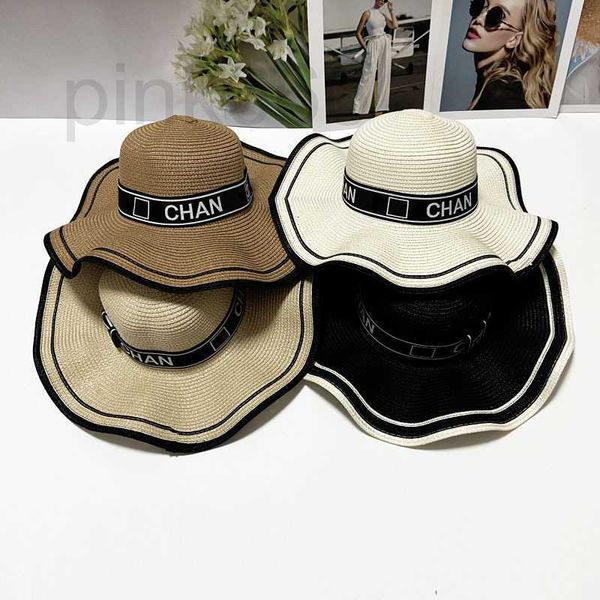 

wide brim hats & bucket designer right inverted triangle flat hat fashion p belt buckle sunshade straw women's leisure sunscreen sun me, Blue;gray