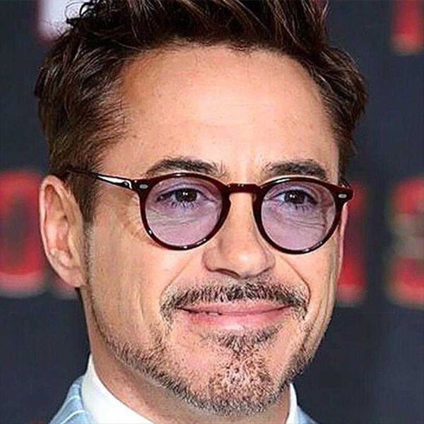 

robert downey sunglasses for red blue round tint ocean lens glasses fashion retro men acetate frame eyewear, White;black