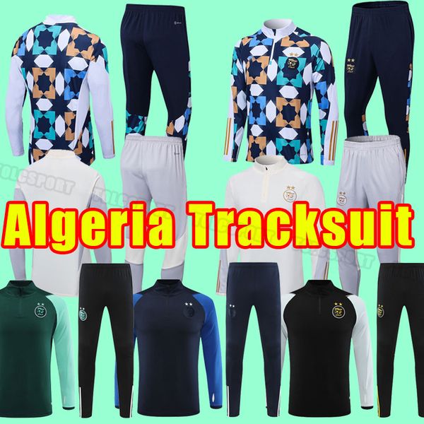 

2022 2023 soccer tracksuits algerie home white away green mahrez feghouli bennacer atal 22 23 algeria football kits shirt men maillot de tra, Black