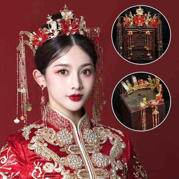 

necklace bride wedding hair jewelry sets chinese ancient tiaras and crowns earrings for women girls hanfu dress cosplay costume headdress, Silver