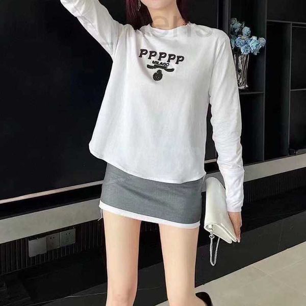 

women's blouses & shirts designer sequins designer t long sleeved breathable tround neck white bottoming m42l