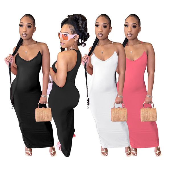 

2023 designer elegant evening maxi dresses summer y2k trend sleeveless strapless bodycon dress solid off shoulder women clothing wholesale b, Black;gray
