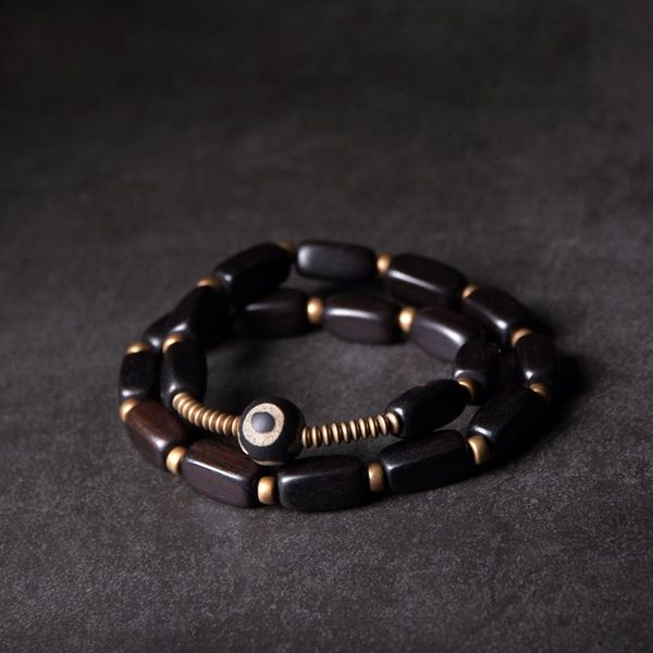 

bangle black wood strip ethnic copper multilayer bracelet ebony antievil eye nepal jewelry for men women om two row bangle gift