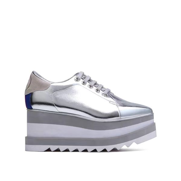 

new stella mcartney elyse star platform oxford women shoes with platform black leather white sole 09